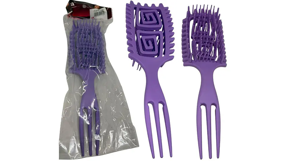 Cepillo cuadrado tipo esqueleto curly para peinados plástico 5