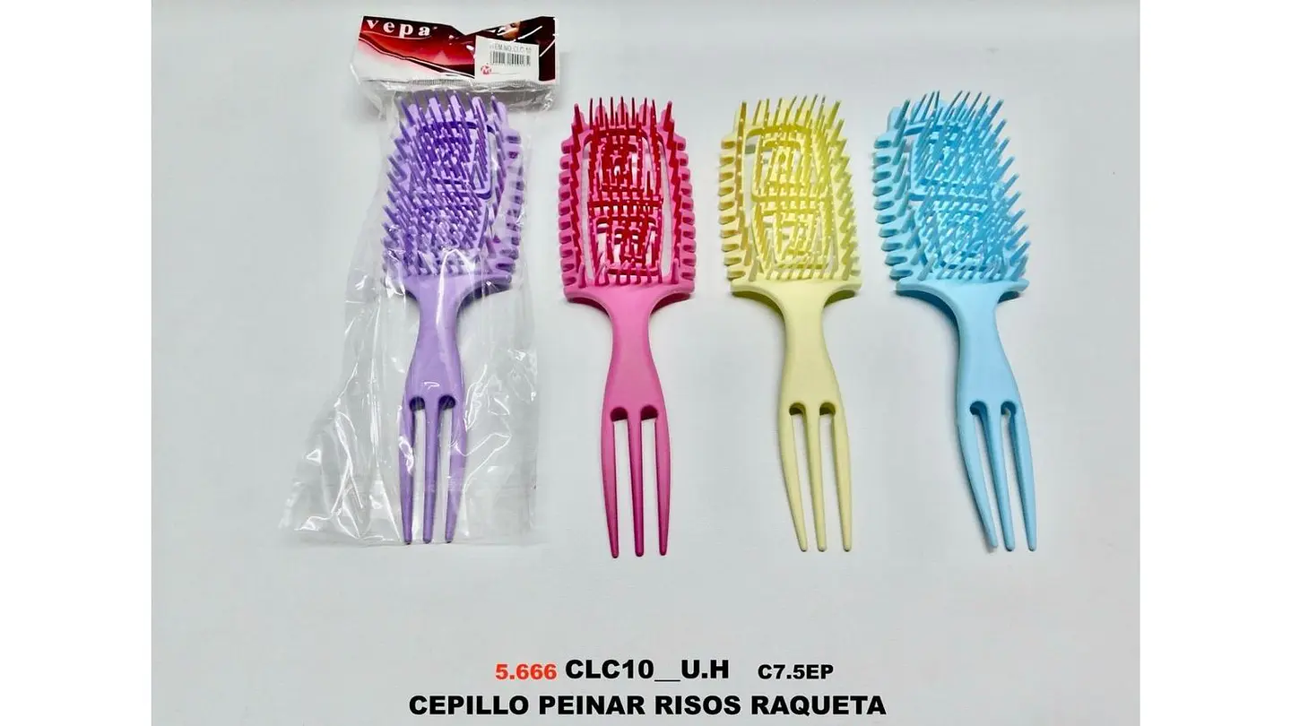 Cepillo cuadrado tipo esqueleto curly para peinados plástico 7