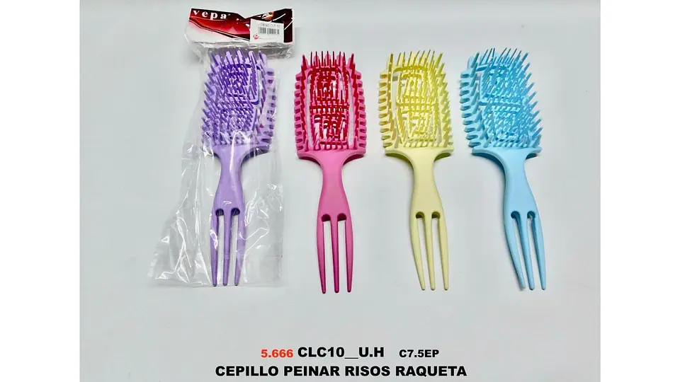 Cepillo cuadrado tipo esqueleto curly para peinados plástico 7