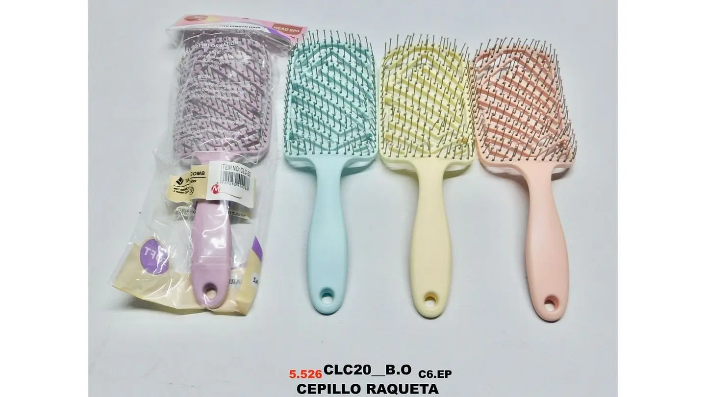 Cepillo Para Cabello Tipo Raqueta Plástico Colores Pasteles 7