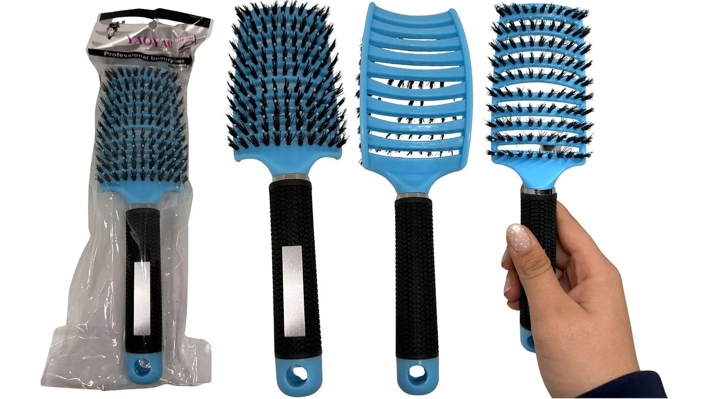 Cepillo Para Cabello Plástico cuadrado con líneas base negra 2