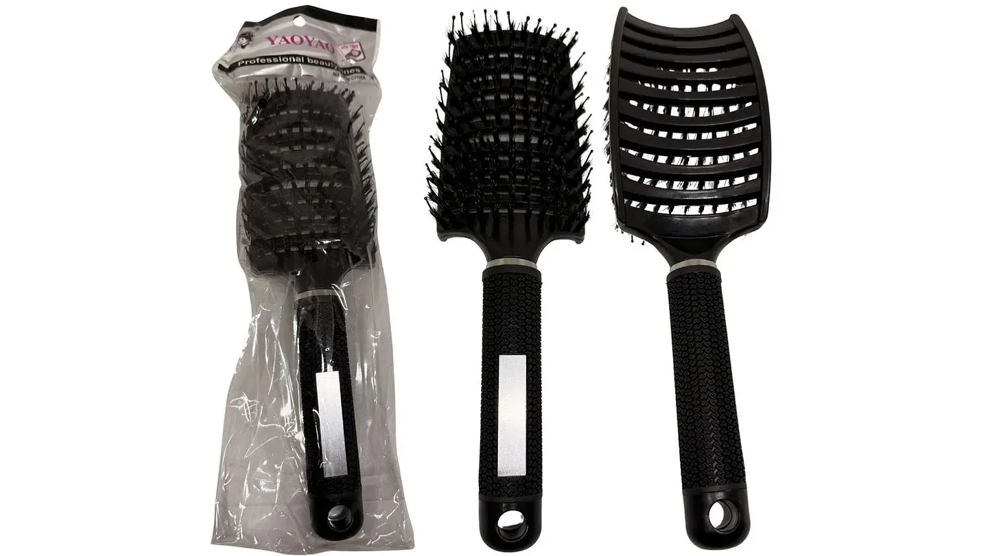 Cepillo Para Cabello Plástico cuadrado con líneas base negra 3