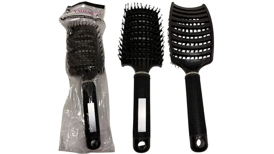 Cepillo Para Cabello Plástico cuadrado con líneas base negra 3