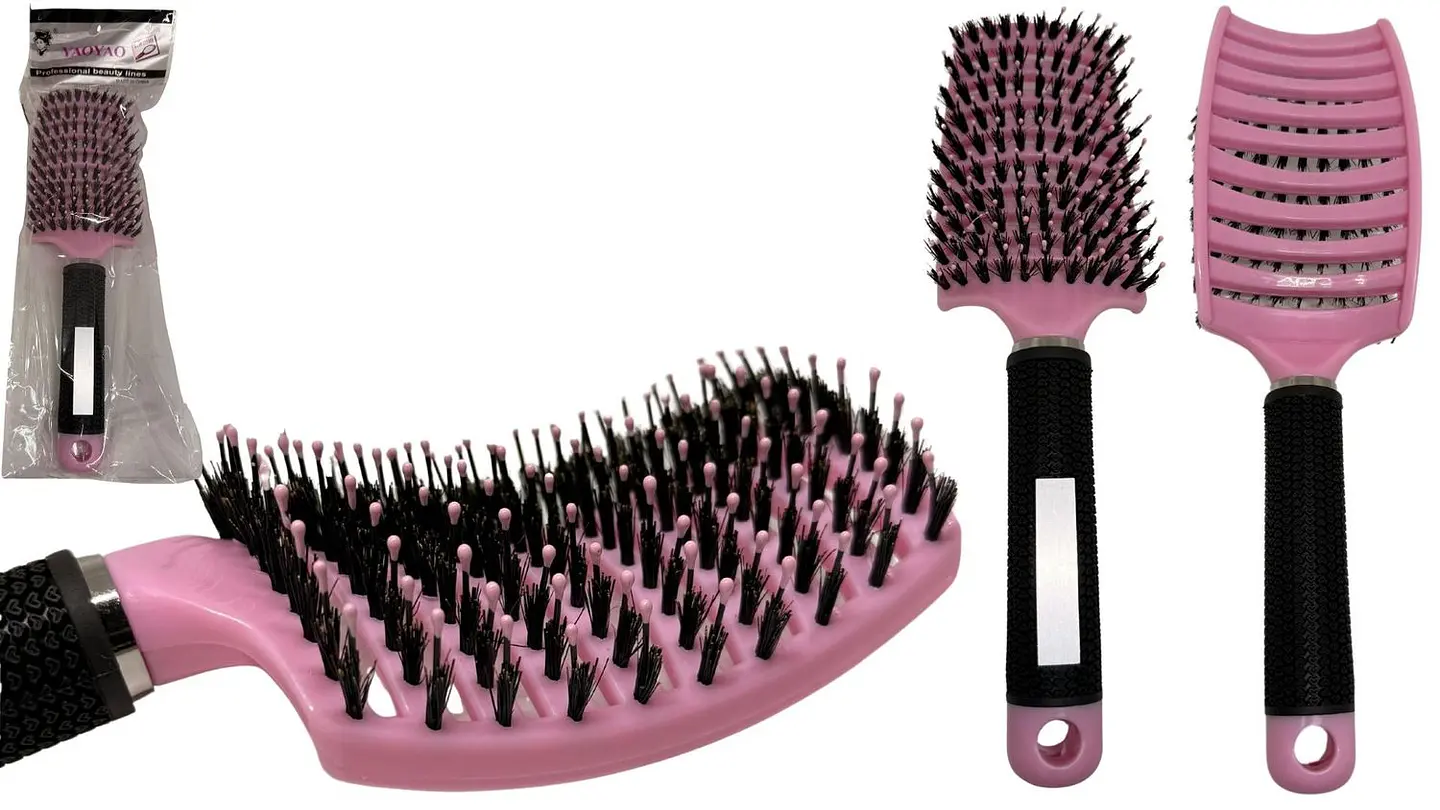 Cepillo Para Cabello Plástico cuadrado con líneas base negra 4