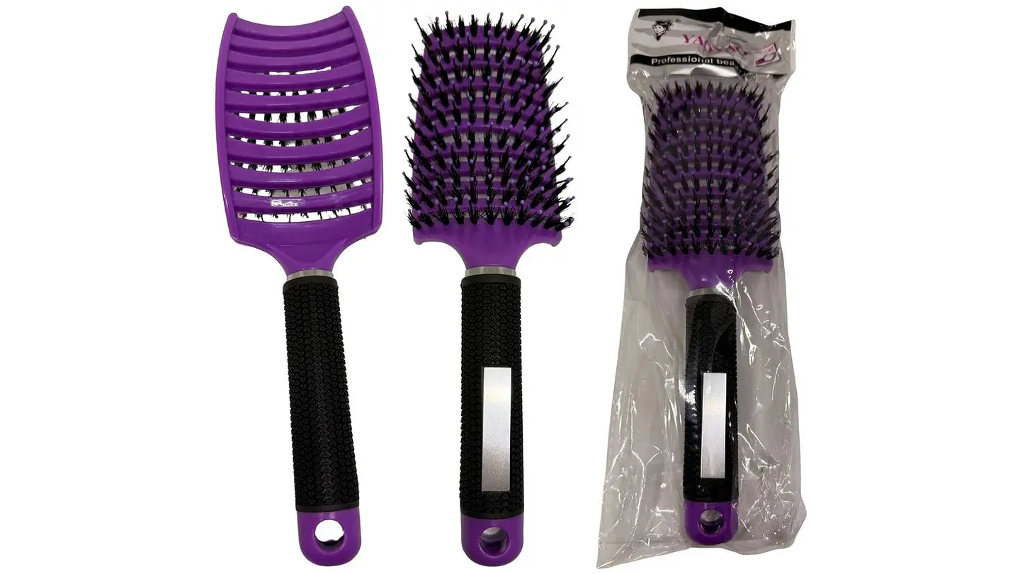 Cepillo Para Cabello Plástico cuadrado con líneas base negra 5