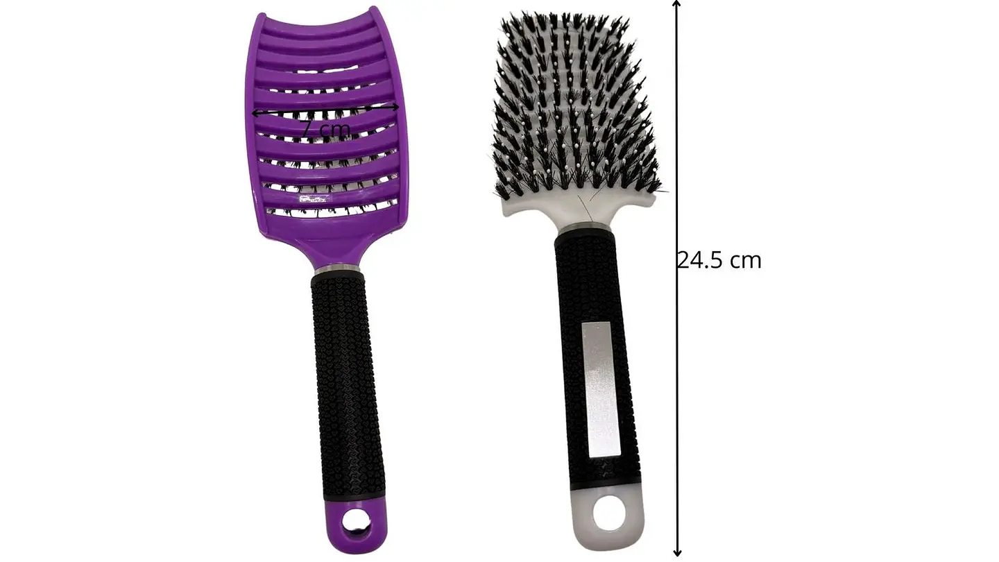 Cepillo Para Cabello Plástico cuadrado con líneas base negra 6
