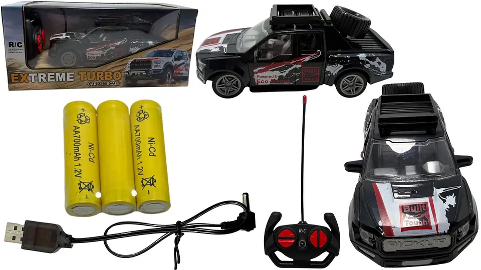 Carro Camión Llanta Con Pilas Recargables A Control Remoto Negro 1