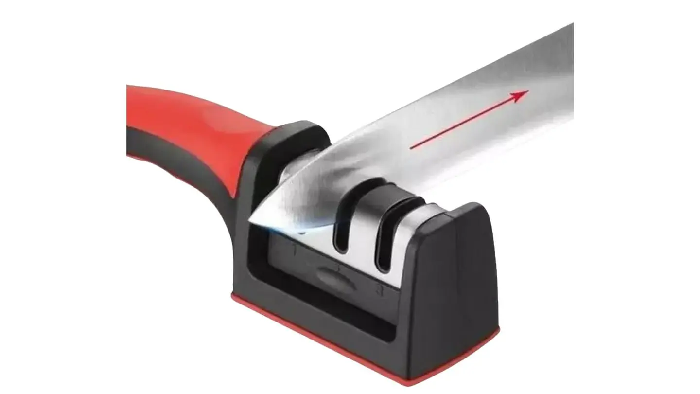Afilador De Cuchillos Multifuncional Ergonómico Cocina negro con rojo 6