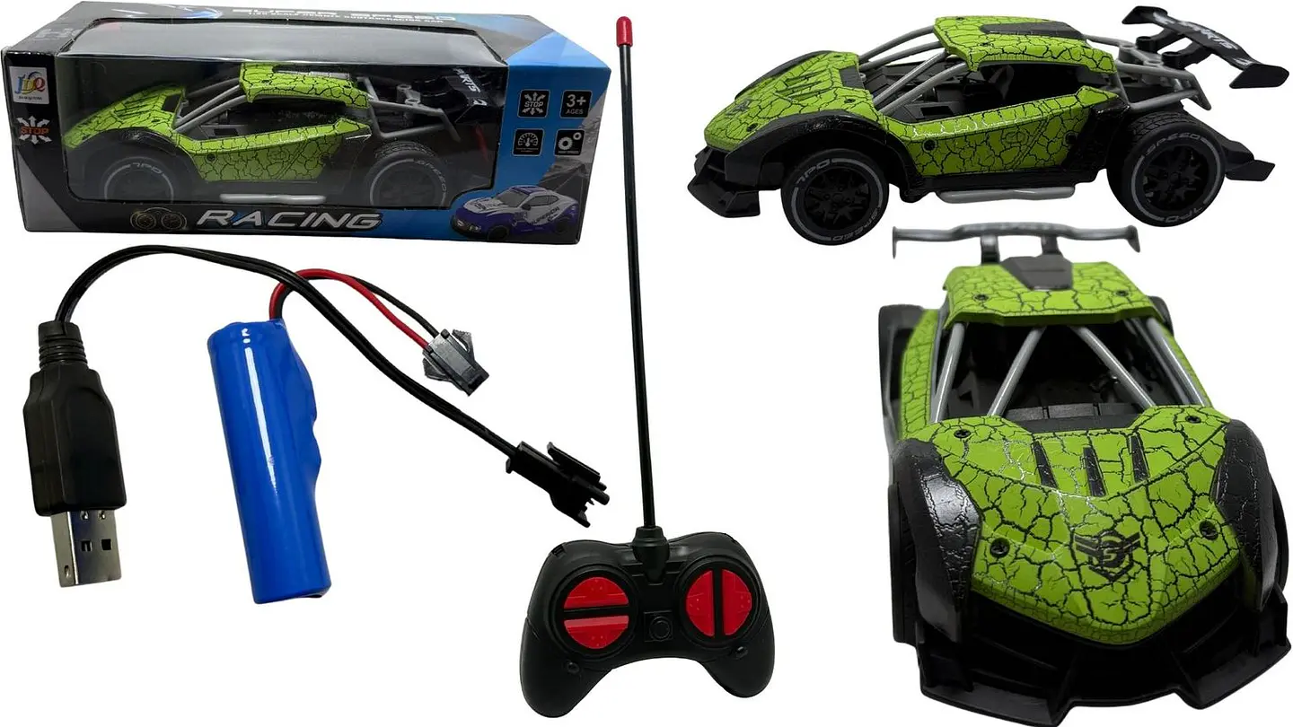 Carro Deportivo Marmoleado Pila Recargable A Control Remoto Verde 1