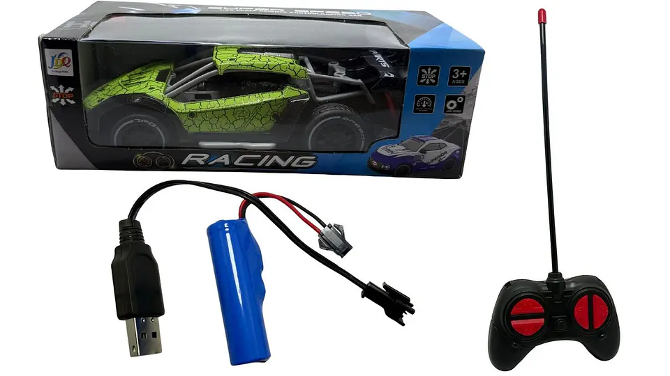 Carro Deportivo Marmoleado Pila Recargable A Control Remoto Verde 5