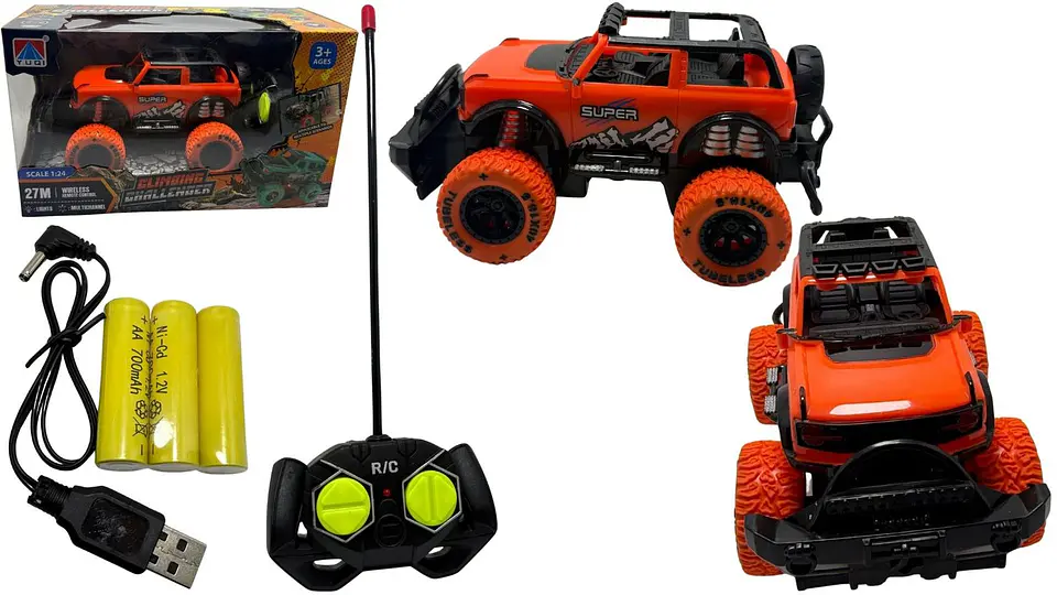 Carro Camión Jeep A Control Remoto Pilas Y Cable Recargables 2