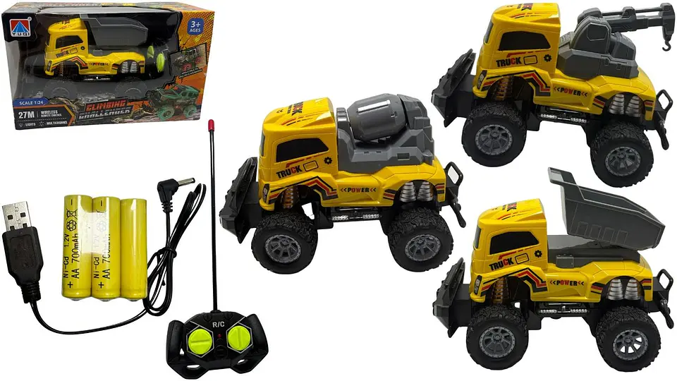 Carro De Construcción Con Pilas Recargables A Control Remoto Amarillo Construcción 1