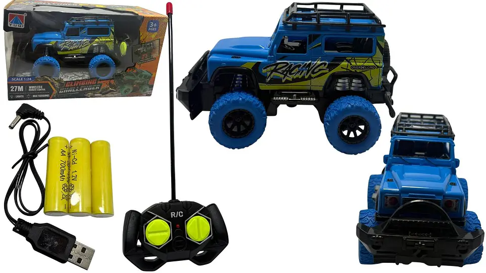 Carro Camión Jeep A Control Remoto Pilas Y Cable Recargables 4