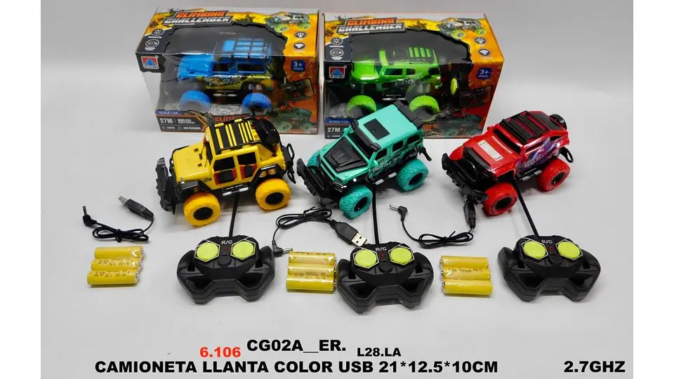 Carro Camión Jeep A Control Remoto Pilas Y Cable Recargables 8
