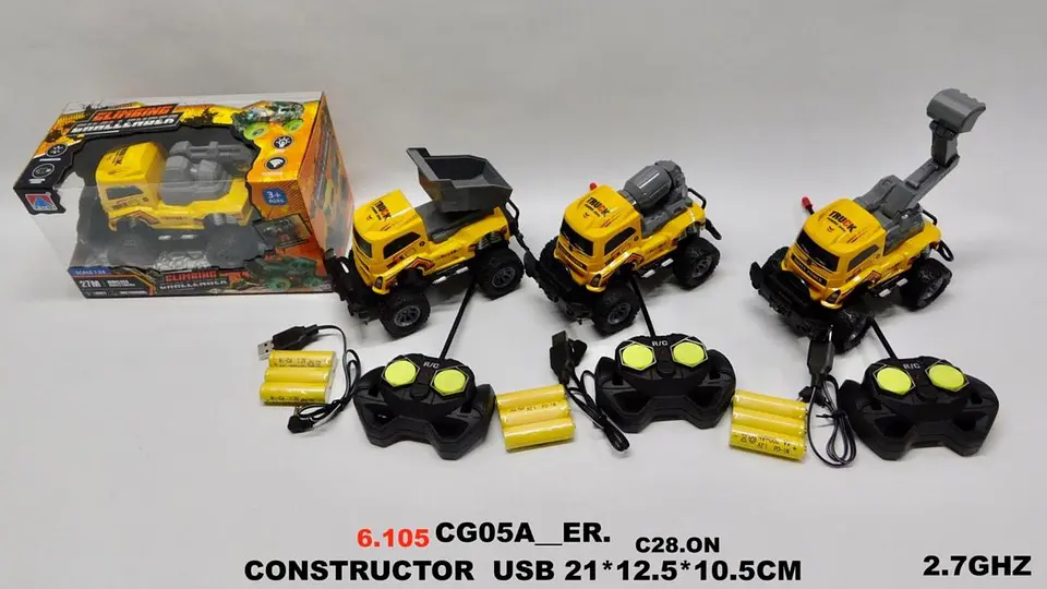 Carro De Construcción Con Pilas Recargables A Control Remoto Amarillo Construcción 8