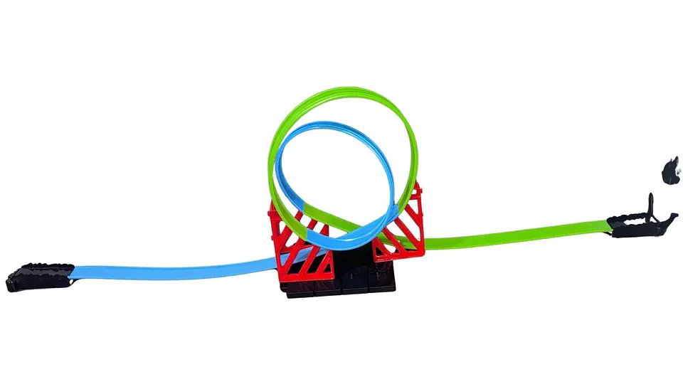 Pista De Carreras 360 2 Giros Carro Verde Flexible Med Túnel 7