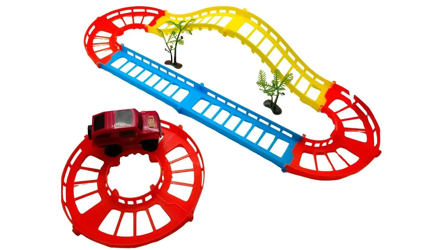 Pista De Carros Infantil Con Puente Y Auto Electrico Aventur Multicolor 1