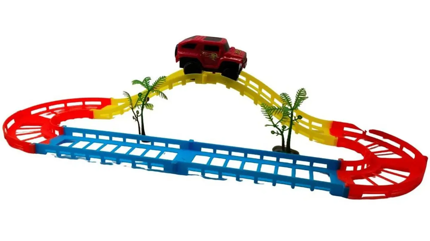 Pista De Carros Infantil Con Puente Y Auto Electrico Aventur Multicolor 2