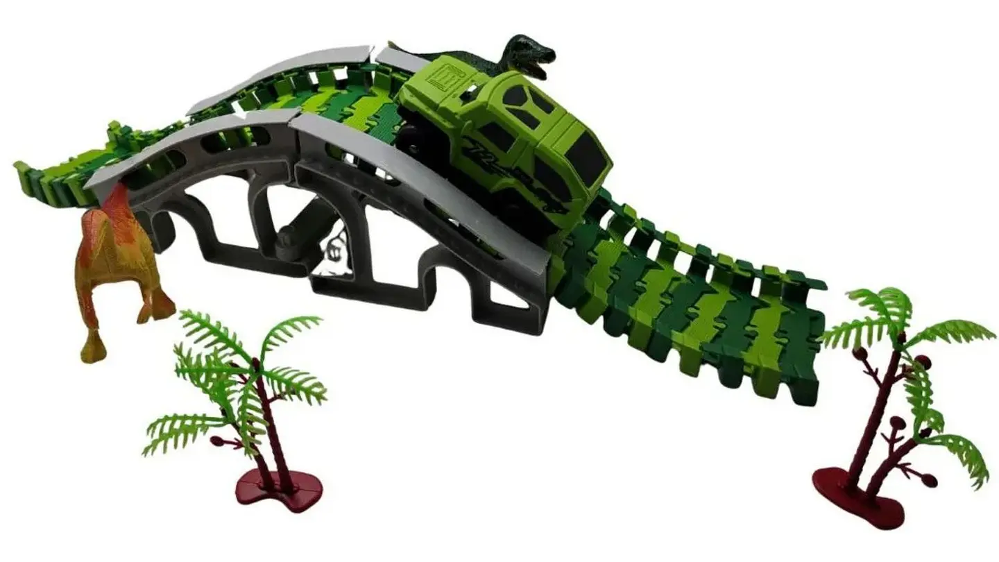 Pista De Dinosaurios Con Carro Eléctrico Juguete Interactivo Verde 3