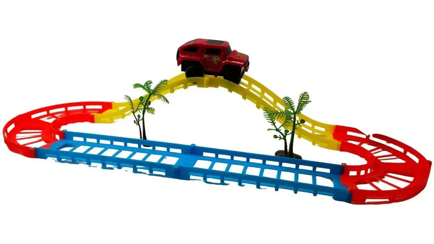 Pista De Carros Infantil Con Puente Y Auto Electrico Aventur Multicolor 4