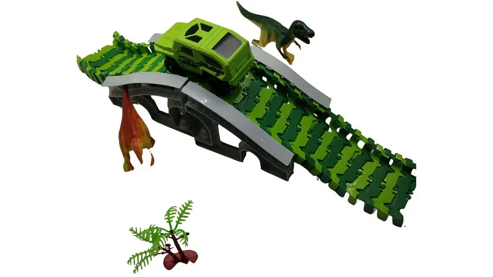 Pista De Dinosaurios Con Carro Eléctrico Juguete Interactivo Verde 5