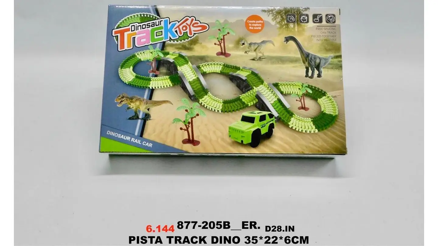 Pista De Dinosaurios Con Carro Eléctrico Juguete Interactivo Verde 6