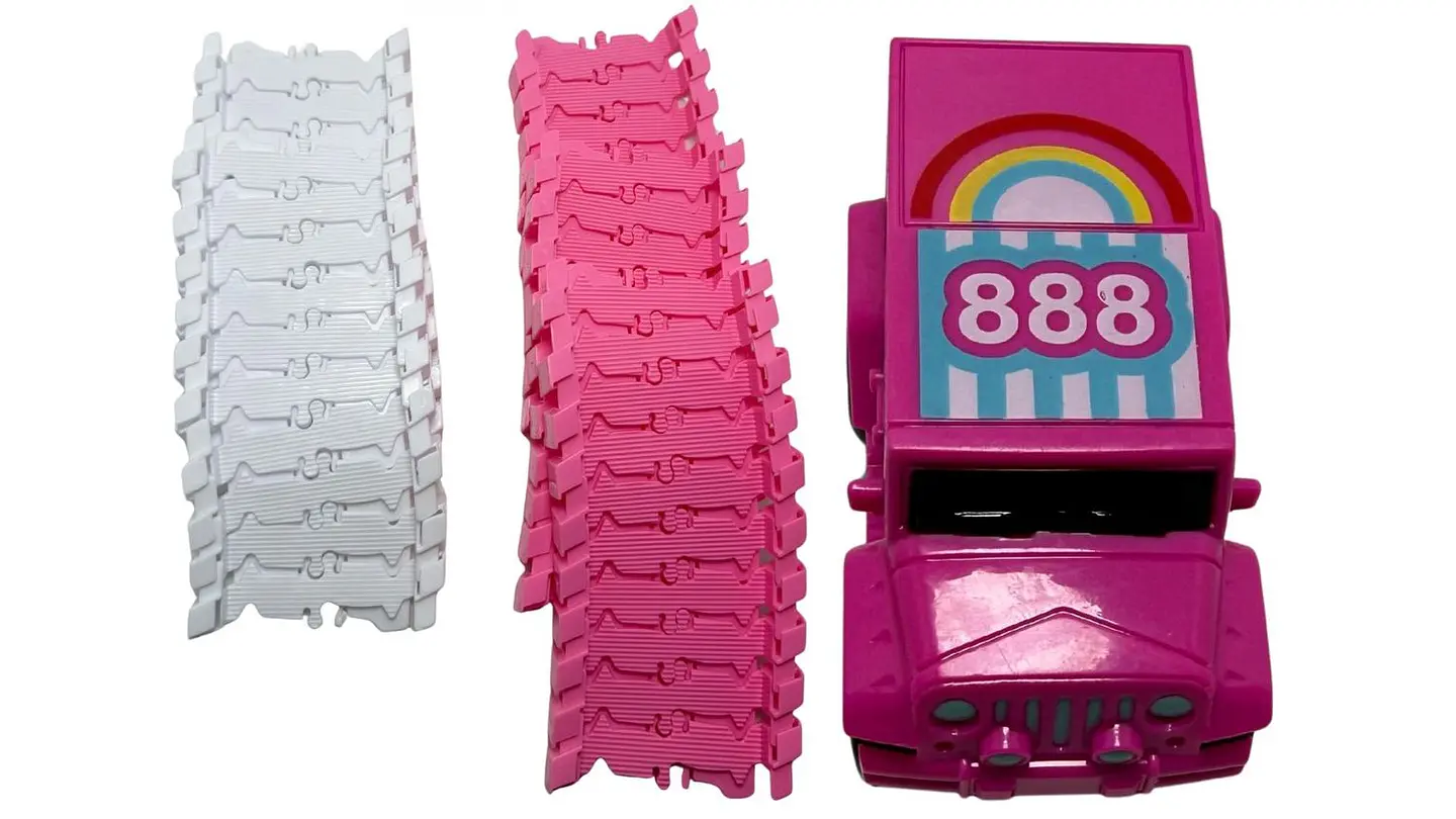 Pista De Carreras Carro Rosado 51pcs Para Niña Blanco Rosada Rosa Chicle 4