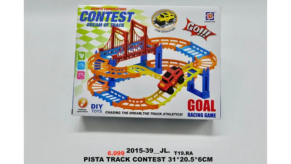 Pista De Carreras 2 Pisos Carro Rojo Con Puente Armable Pila Multicolor 8