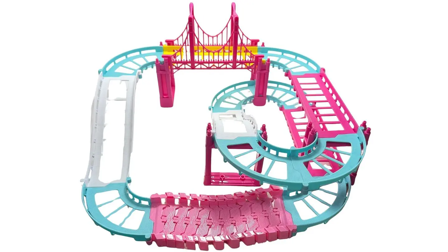 Pista 38 Pcs Carreras Blanco Rosada Para Niñas Carro Rosado Rosa Chicle 4