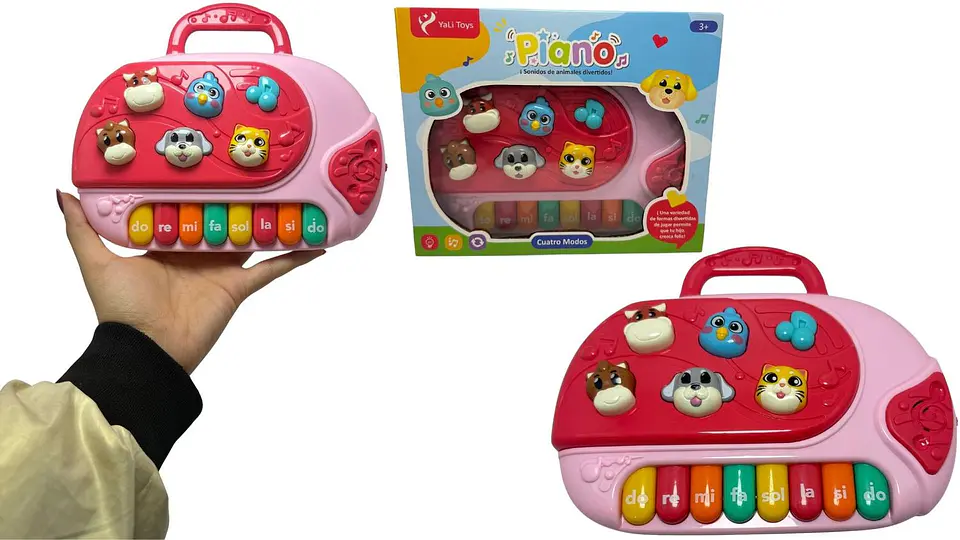 Piano Organeta Musical Juguete Bebes Animal Niños Luz Azul y rosado 2