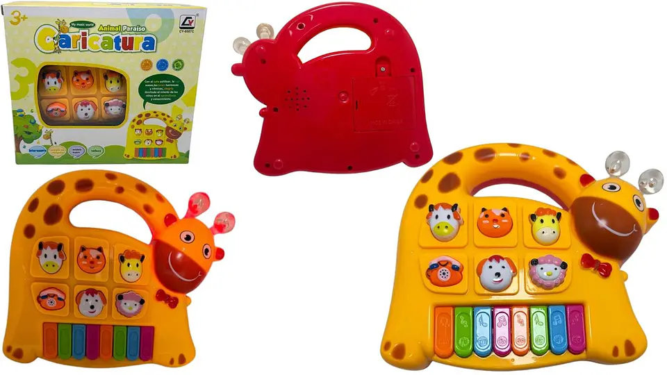 Piano Organeta Musical Juguete Bebes Animal Niños Luz Jirafa Amarillo 3
