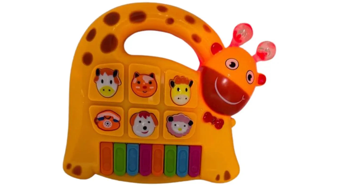 Piano Organeta Musical Juguete Bebes Animal Niños Luz Jirafa Amarillo 4