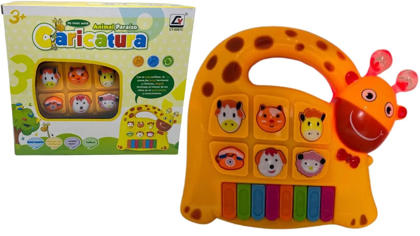 Piano Organeta Musical Juguete Bebes Animal Niños Luz Jirafa Amarillo 5