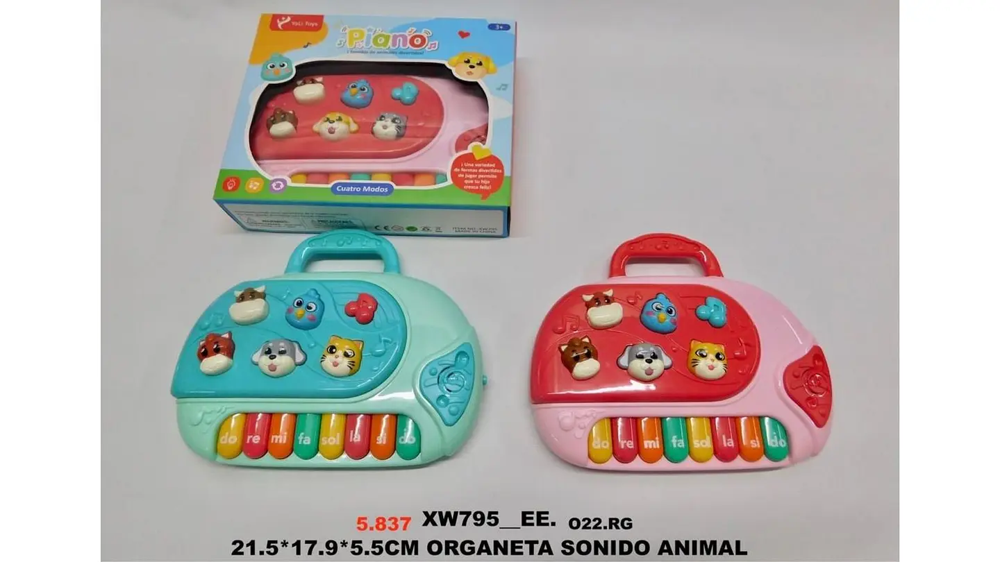 Piano Organeta Musical Juguete Bebes Animal Niños Luz Azul y rosado 7