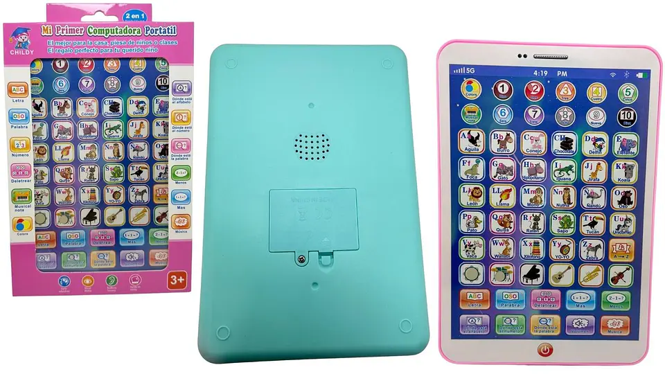 Tablet Didáctica Juguete Aprendizaje Infantil Español Ingles Rosado y azul 1