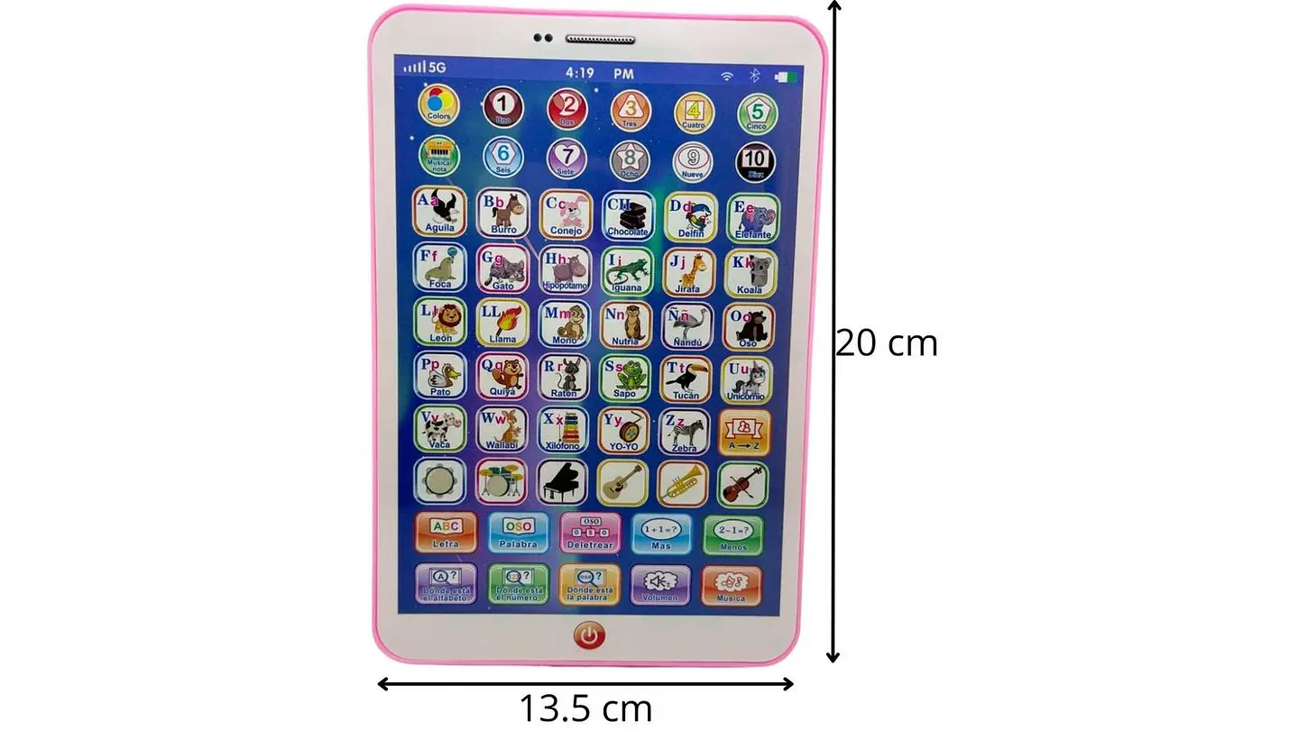Tablet Didáctica Juguete Aprendizaje Infantil Español Ingles Rosado y azul 4
