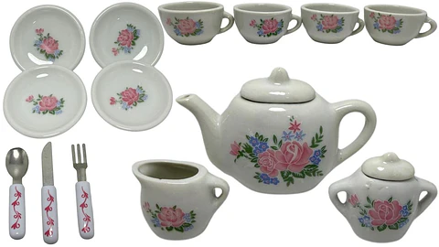 Set de tazas de té platos cubiertos en resina juguete niñas