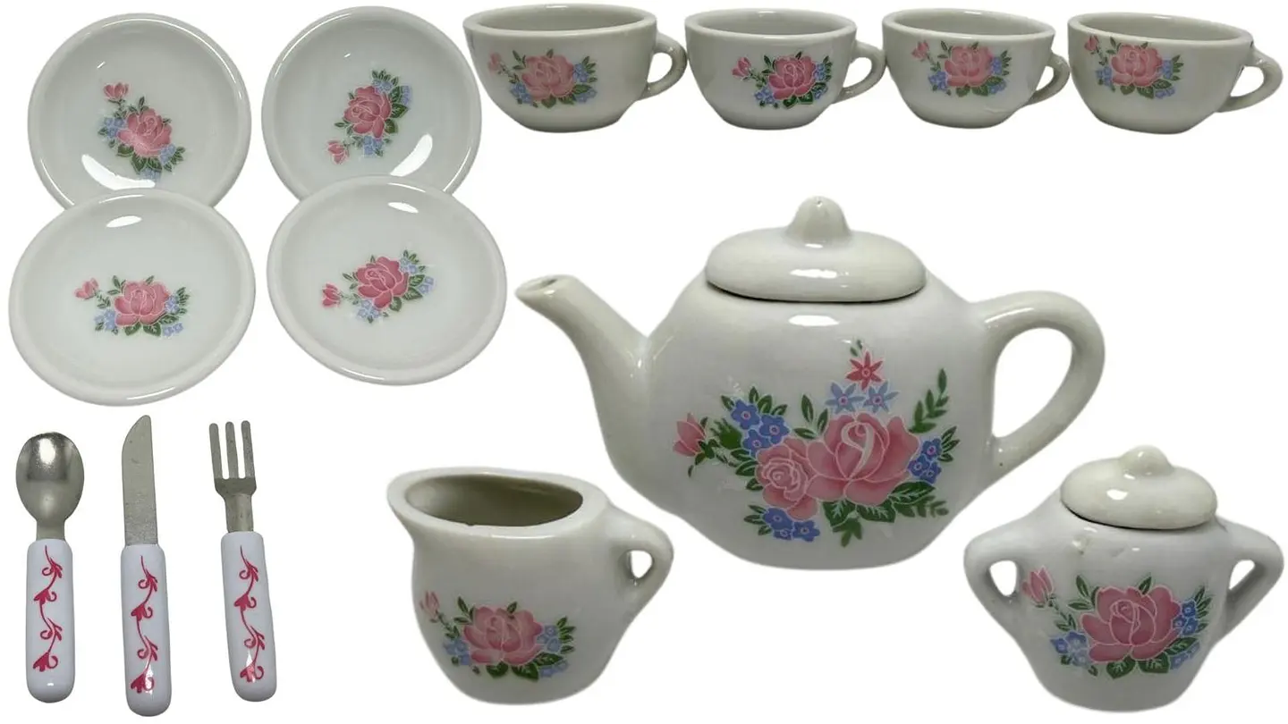 Set de tazas de té platos cubiertos en resina juguete niñas 1