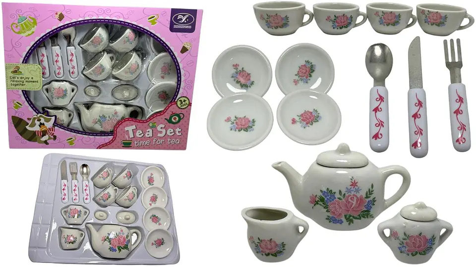 Set de tazas de té platos cubiertos en resina juguete niñas 4