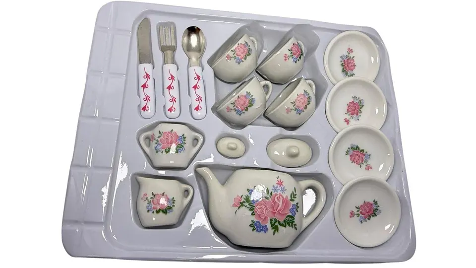 Set de tazas de té platos cubiertos en resina juguete niñas 6