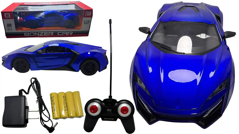 Carro Deportivo Metalizado Pila A Control Remoto De Plástico 2