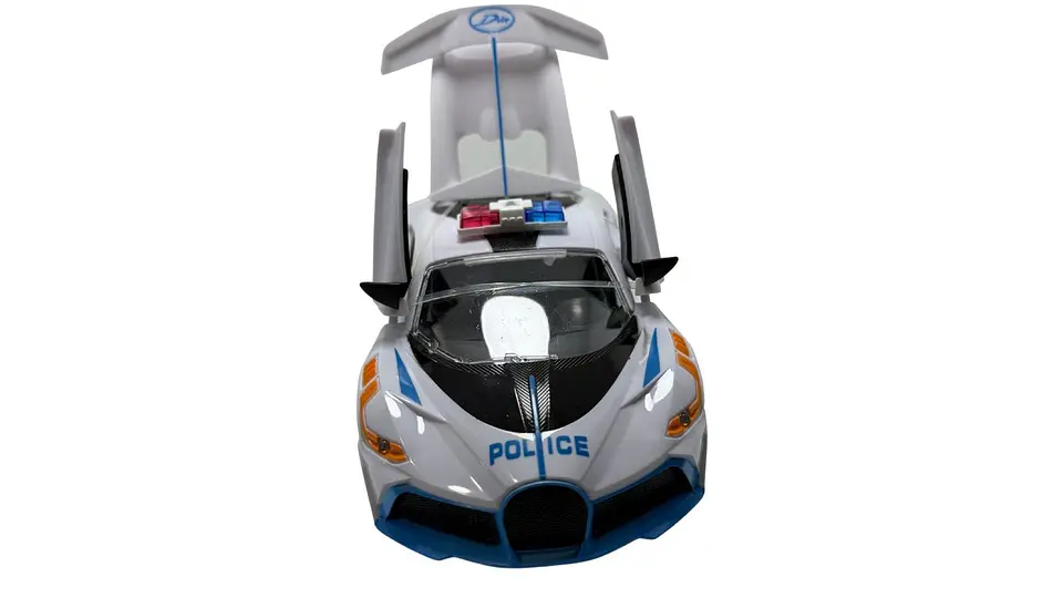 Carro Recargable Policía Control Abre Puerta Luz Echa Vapor 3