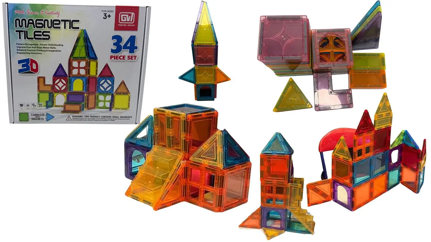 Bloques Magnéticos Set Construcción Imanes Educativos 34 Pcs Imanes 1