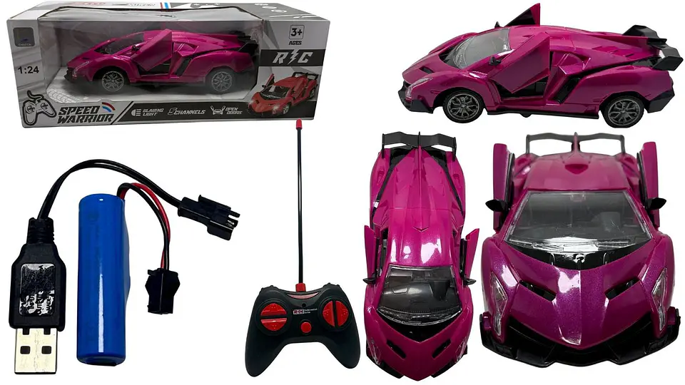 Carro Sport Niña Luz Recargable A Control Remoto Abre Puerta 4