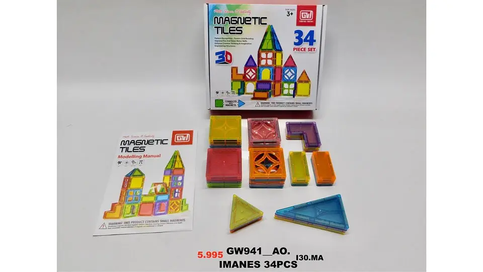 Bloques Magnéticos Set Construcción Imanes Educativos 34 Pcs Imanes 5