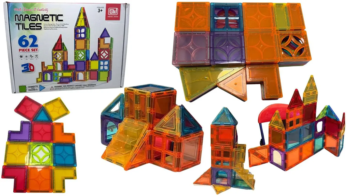 Bloques Magnéticos Set Construcción Imanes Educativos 62 Pcs Imanes 1