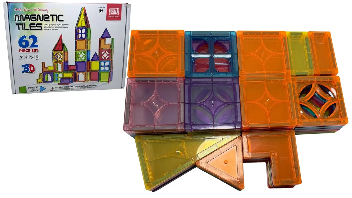 Bloques Magnéticos Set Construcción Imanes Educativos 62 Pcs Imanes 3