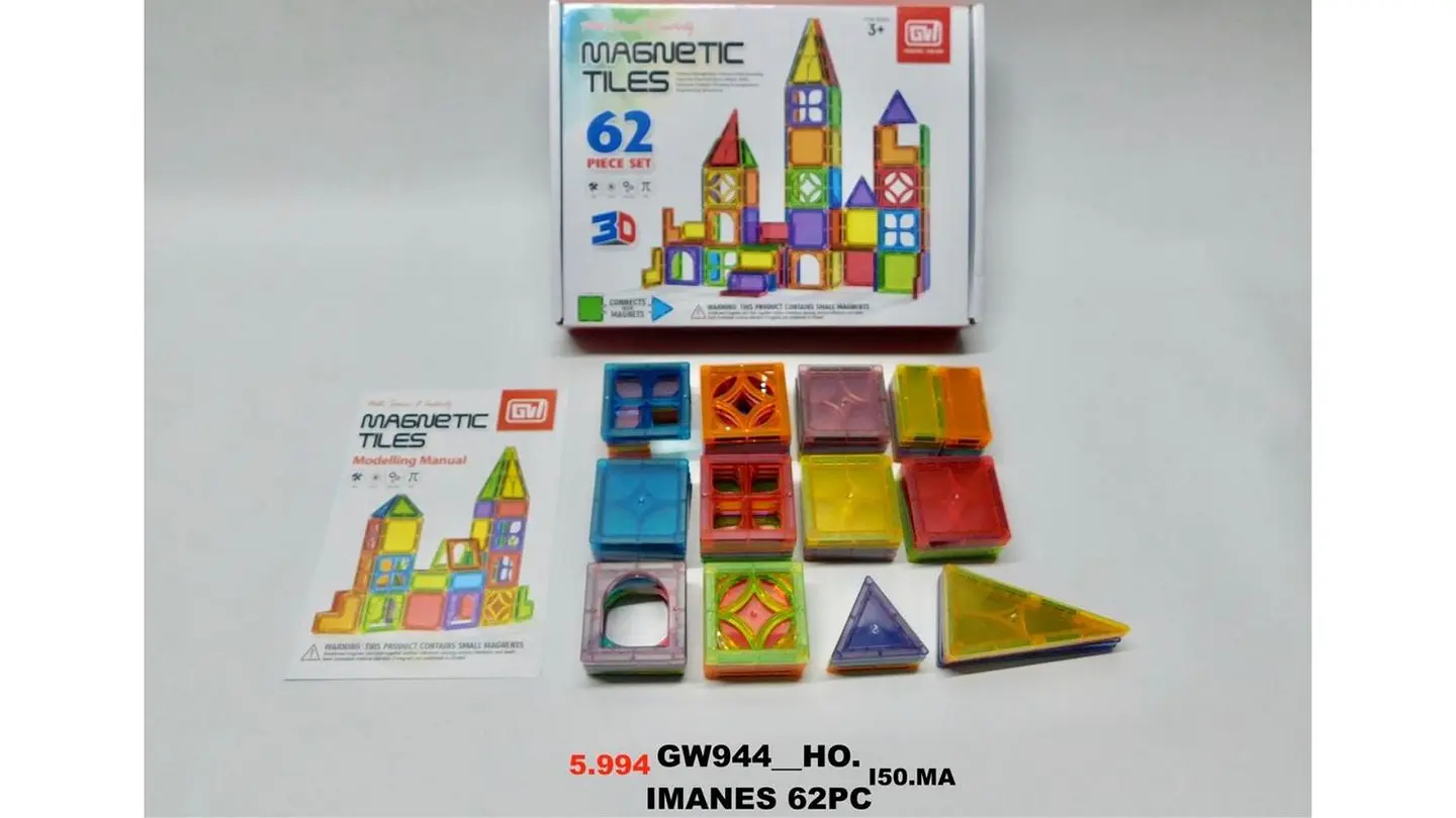 Bloques Magnéticos Set Construcción Imanes Educativos 62 Pcs Imanes 5