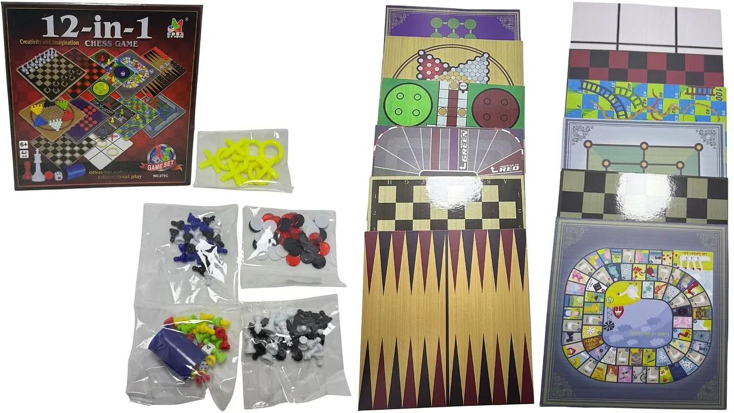 6 Tableros 12 en 1 Juegos de Mesa funny familia Dados fichas 1