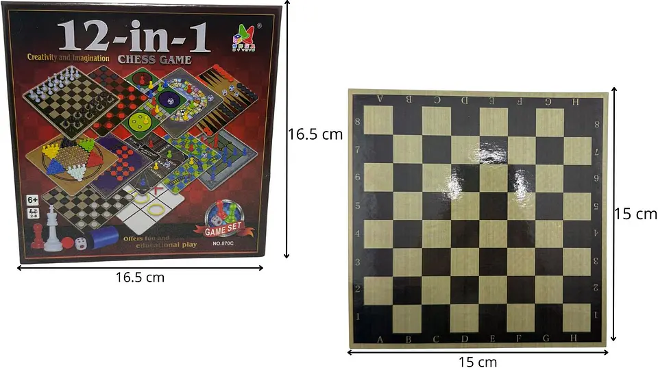 6 Tableros 12 en 1 Juegos de Mesa funny familia Dados fichas 7
